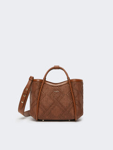 Extra-Small Marine Bag In Diamond-Patterned Basketweave for Women - Amber Brown - Max Mara UAE