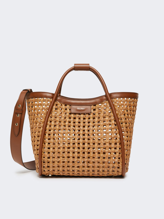 max mara small marine bag in woven natural fibre for women