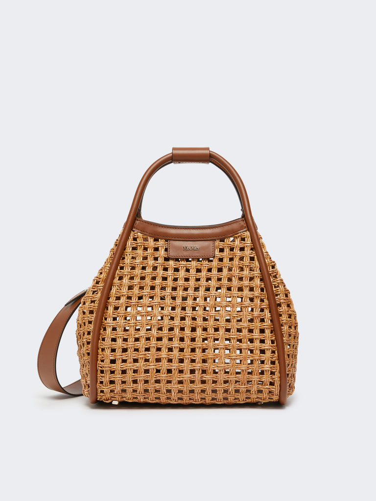 max mara small marine bag in woven natural fibre