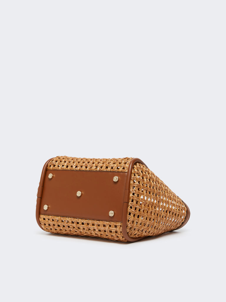 max mara small marine bag in woven natural fibre