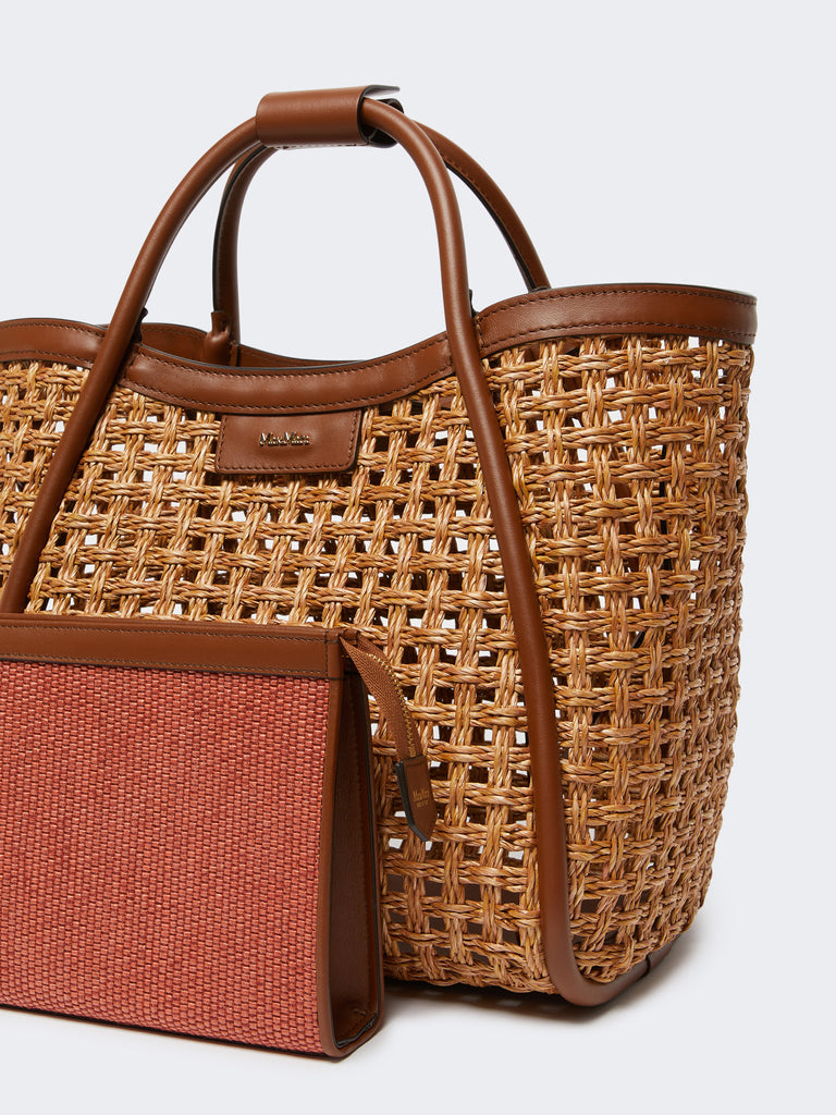 max mara small marine bag in woven natural fibre