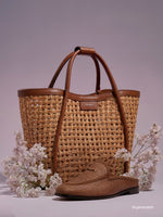 max mara small marine bag in woven natural fibre for women