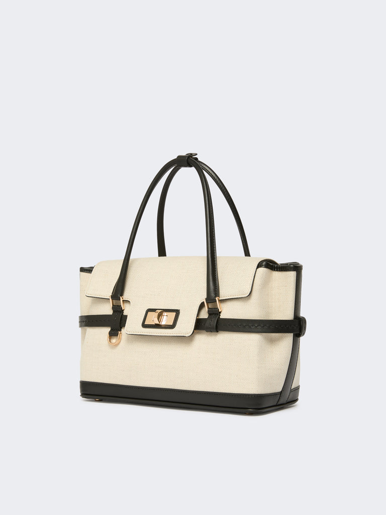 max mara chevron canvas and leather handbag