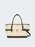 max mara chevron canvas and leather handbag for women