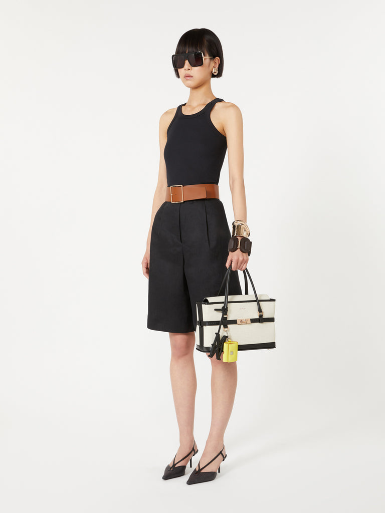 max mara chevron canvas and leather handbag