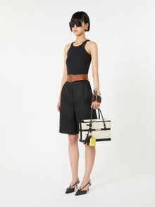 Chevron Canvas And Leather Handbag for Women - Ice - Max Mara UAE