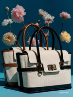 max mara chevron canvas and leather handbag for women