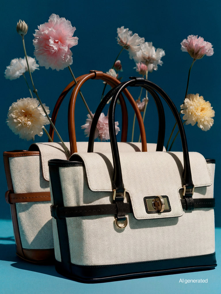 max mara chevron canvas and leather handbag