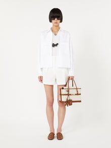 Cotton Canvas And Leather Handbag for Women - Powder - Max Mara UAE