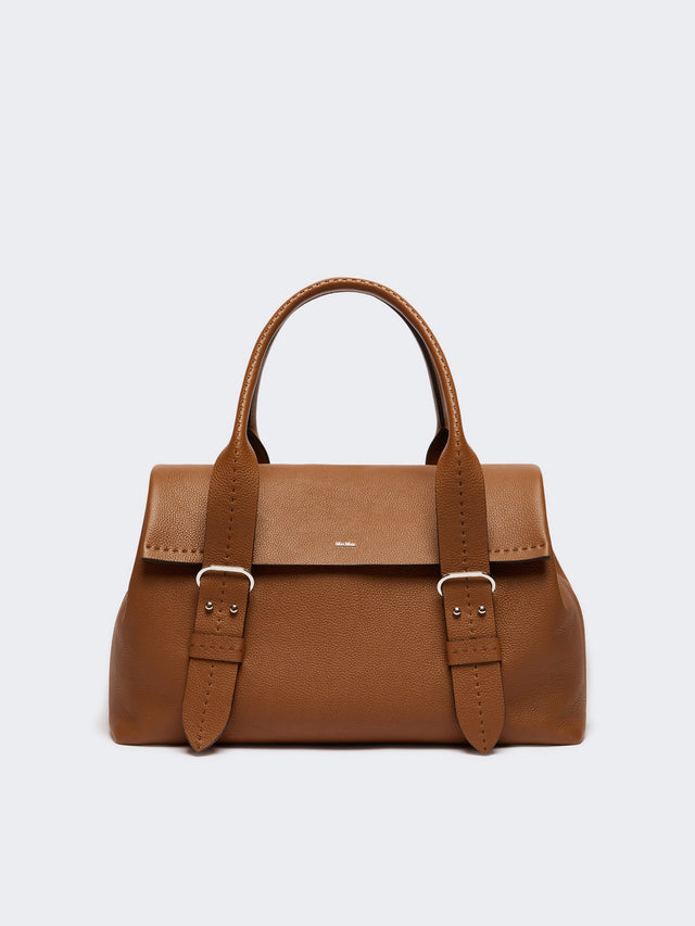 Semi-Glossy Leather Archetipo Handbag for Women - Amber Brown - Max Mara UAE