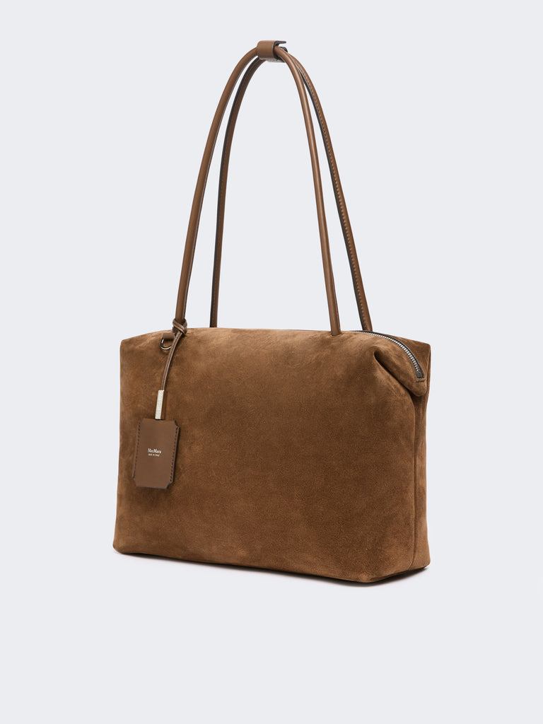 max mara square boston bag in split leather and leather