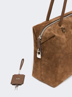 max mara square boston bag in split leather and leather for women