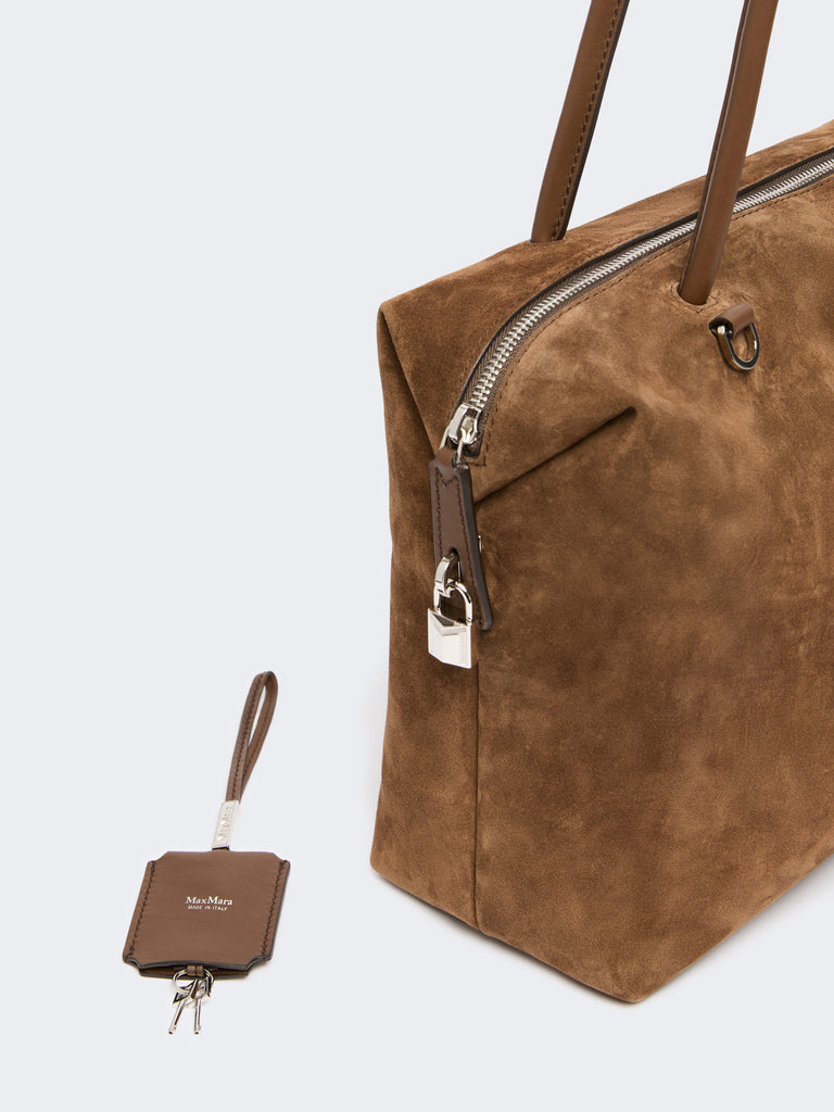 max mara square boston bag in split leather and leather
