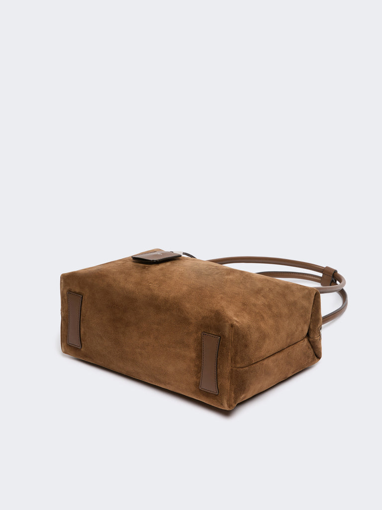 max mara square boston bag in split leather and leather