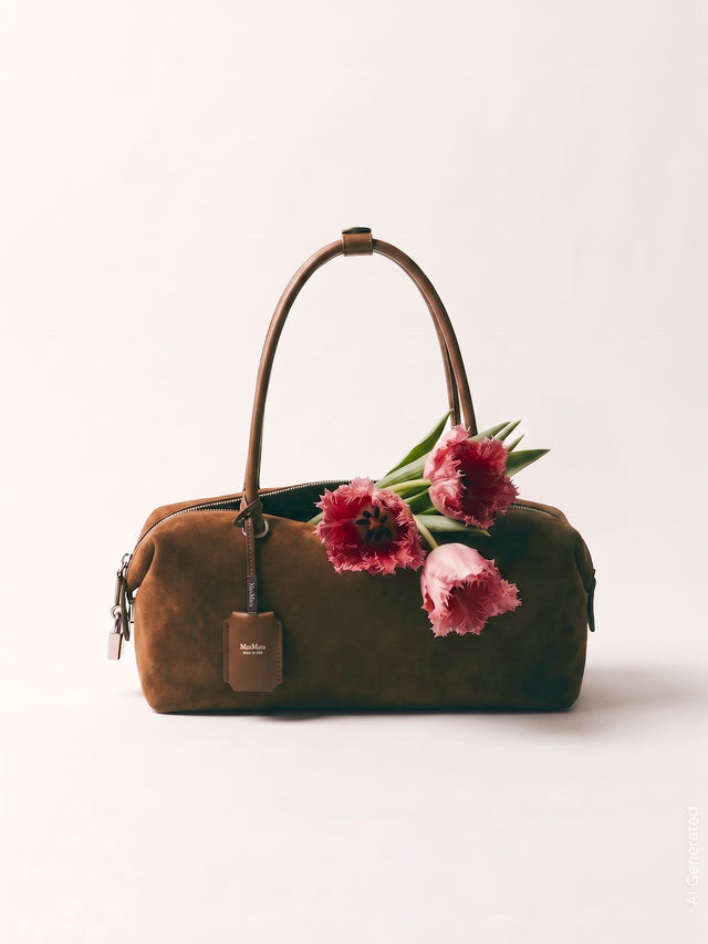 max mara horizontal boston bag in split leather for women