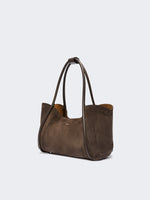 Horizontal Suede Marine Bag for Women - Dark Grey - Max Mara UAE