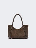 Horizontal Suede Marine Bag for Women - Dark Grey - Max Mara UAE