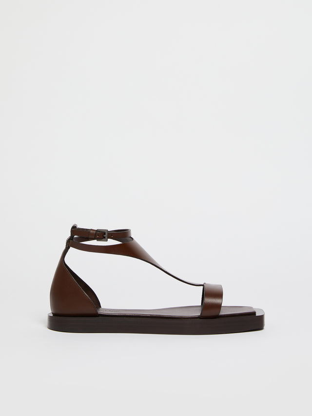 Flat Leather Sandals for Women - Cocoa - Max Mara UAE