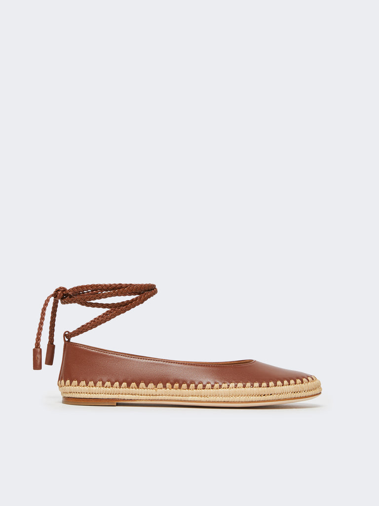 max mara nappa and raffia ballerinas