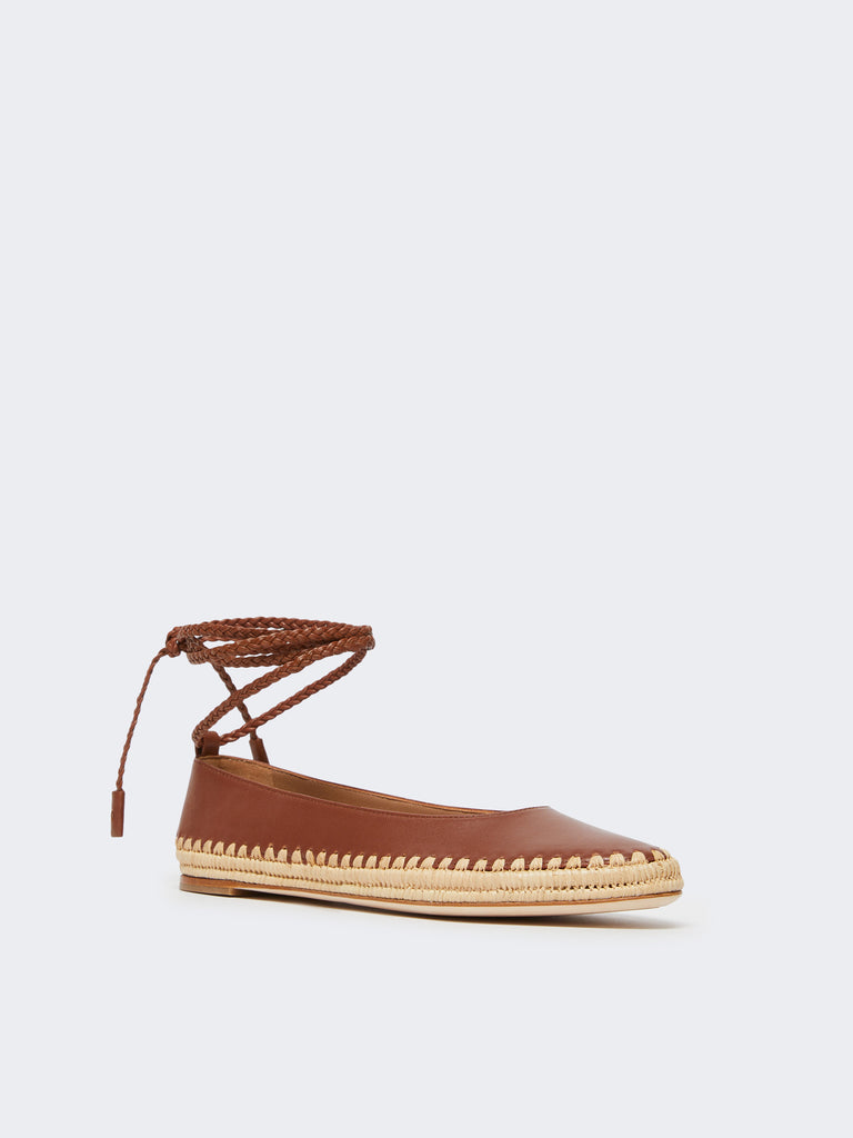 max mara nappa and raffia ballerinas