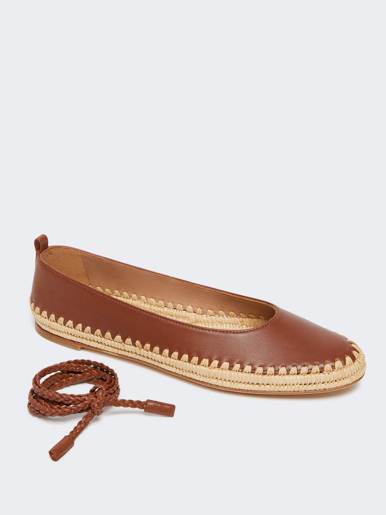 max mara nappa and raffia ballerinas