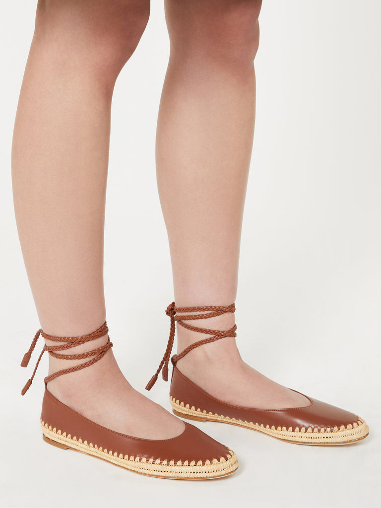 max mara nappa and raffia ballerinas