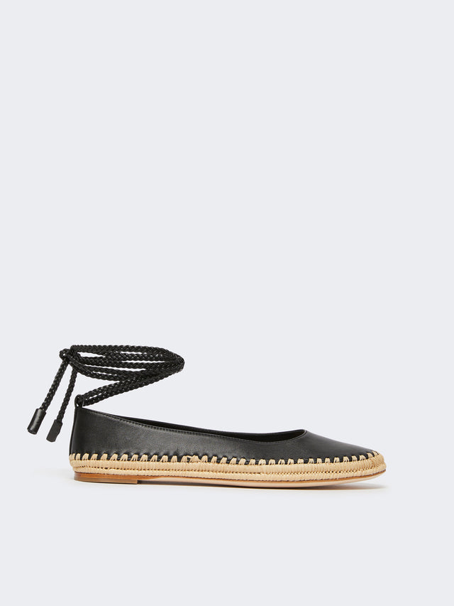 max mara nappa and raffia ballerinas for women