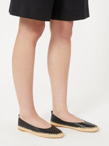 Nappa And Raffia Ballerinas for Women - Black - Max Mara UAE