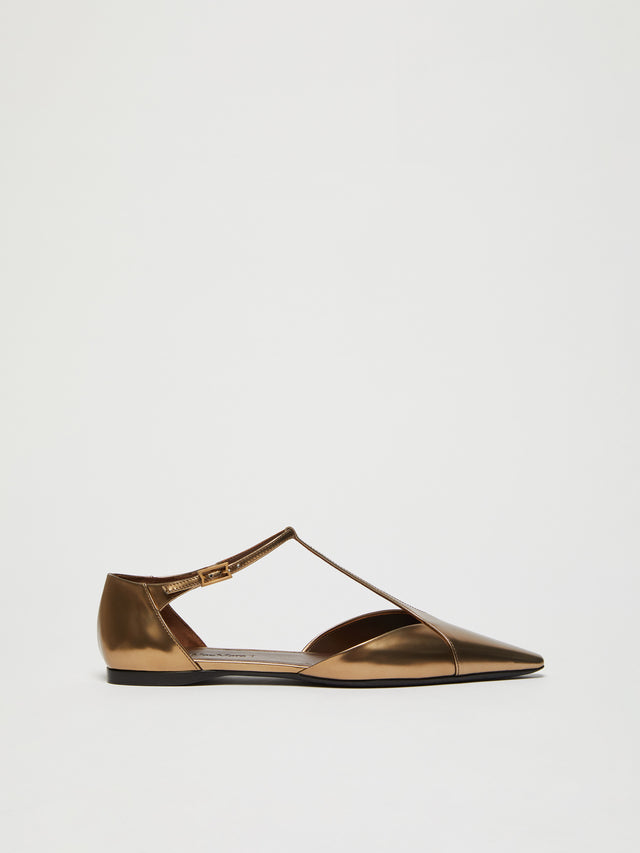 Laminated Leather Ballet Flats for Women - Bronze - Max Mara UAE