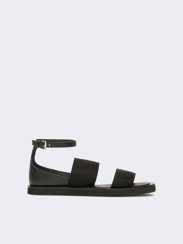 max mara flat sandals in leather and elasticated webbing for women