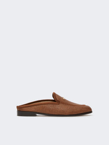 Raffia-Effect Canvas Mules for Women - Amber Brown - Max Mara UAE
