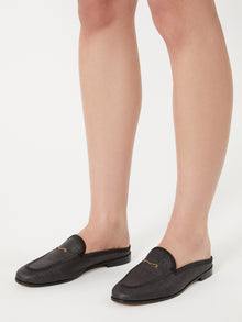Raffia-Effect Canvas Mules for Women - Black - Max Mara UAE