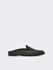 Raffia-Effect Canvas Mules for Women - Black - Max Mara UAE