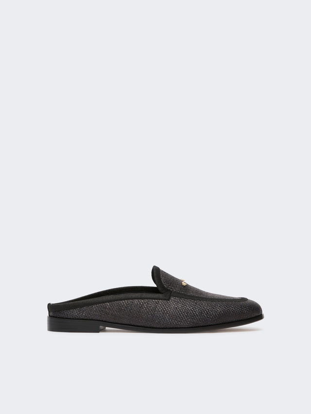 max mara raffia-effect canvas mules for women