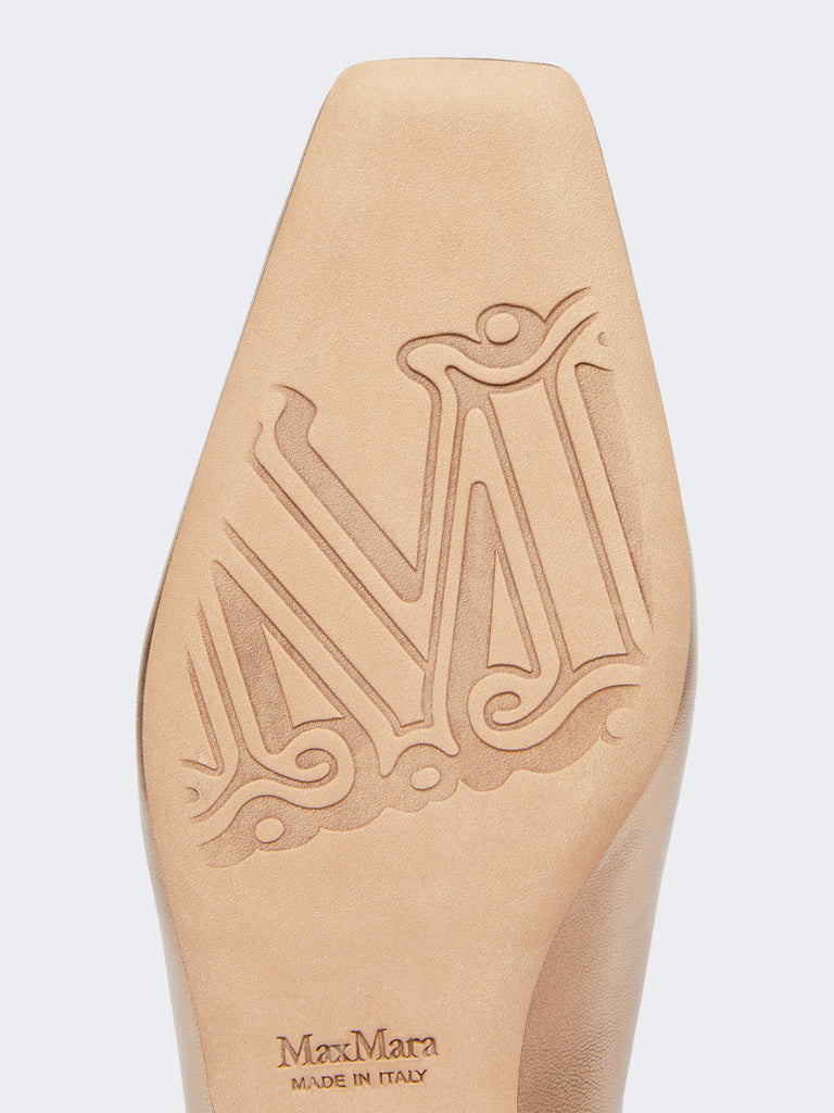 Laminated Nappa leather mules