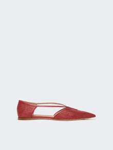 Raffia-Look Basketweave Ballet Flats for Women - Red - Max Mara UAE