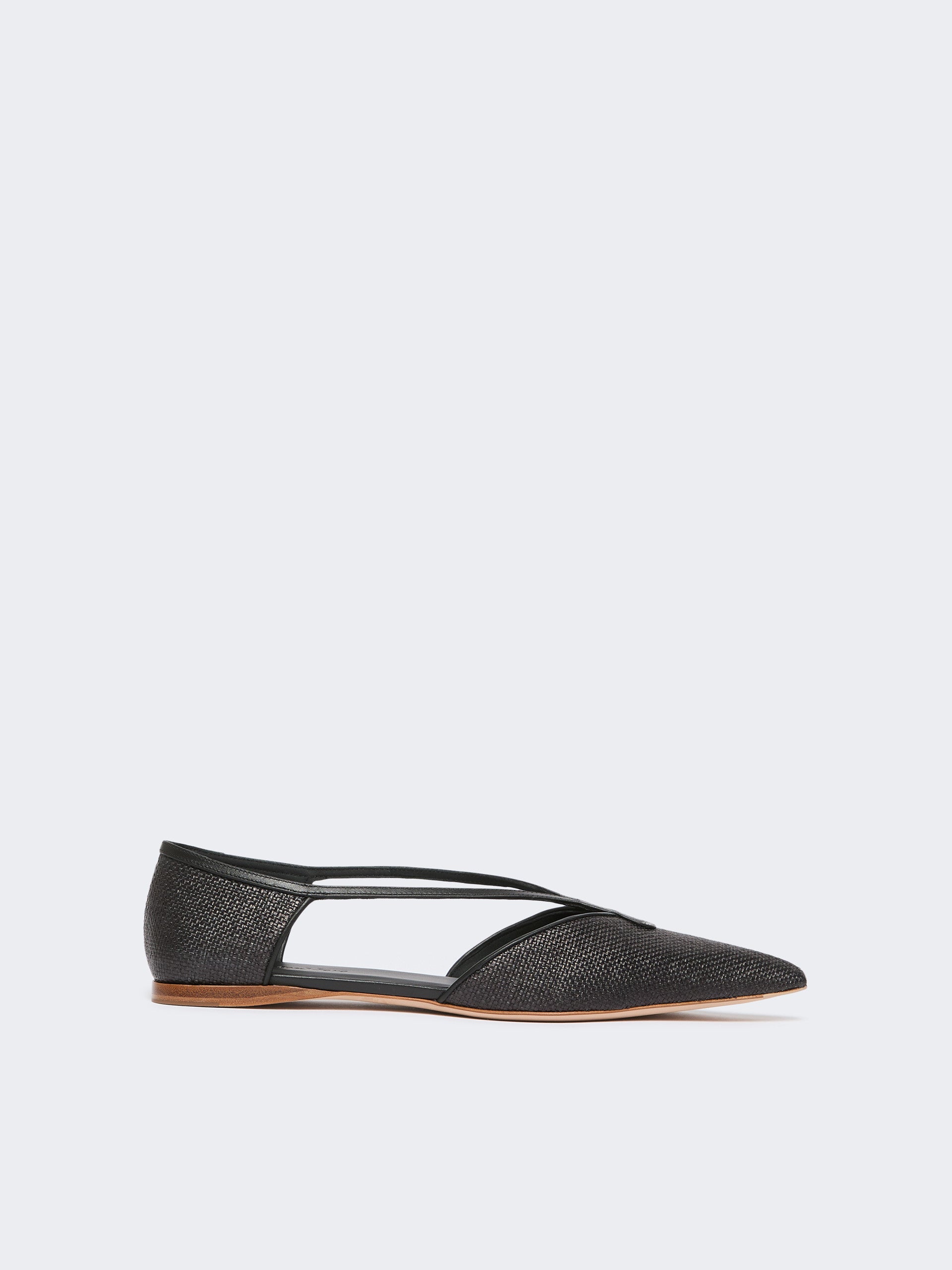 max mara raffia-look basketweave ballet flats for women