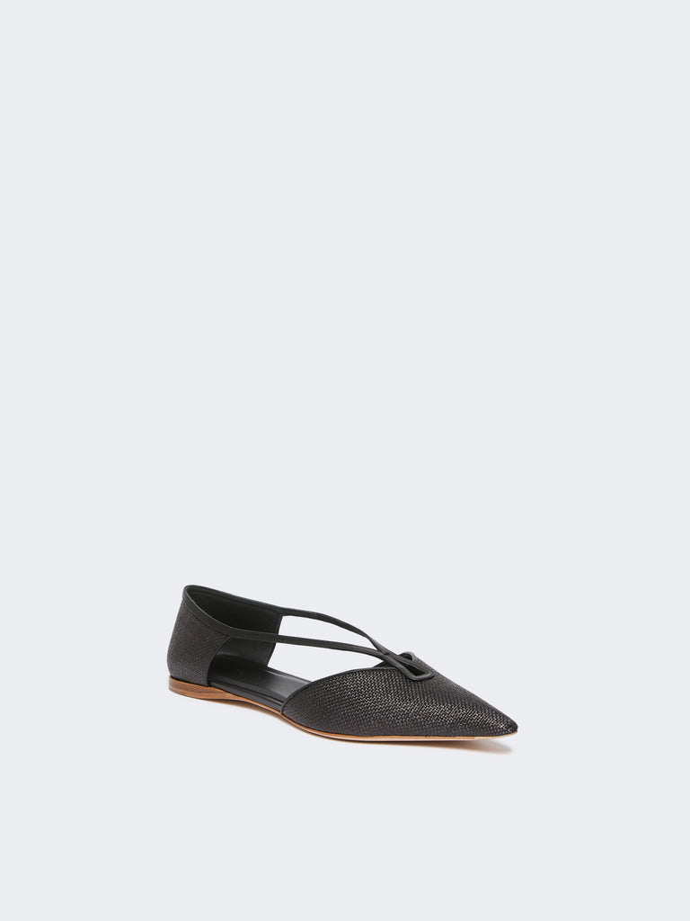 max mara raffia-look basketweave ballet flats for women