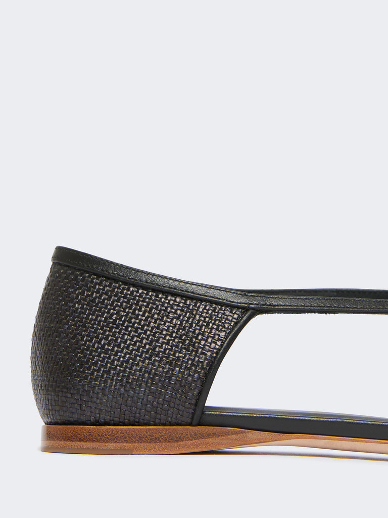 max mara raffia-look basketweave ballet flats for women