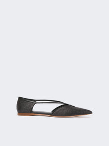 Raffia-Look Basketweave Ballet Flats for Women - Black - Max Mara UAE
