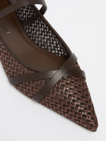 Crochet-Fabric Ballerinas for Women - Dark Brown - Max Mara UAE
