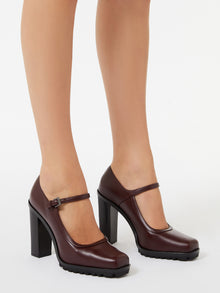 Mary Janes In Leather for Women - Bordeaux - Max Mara UAE