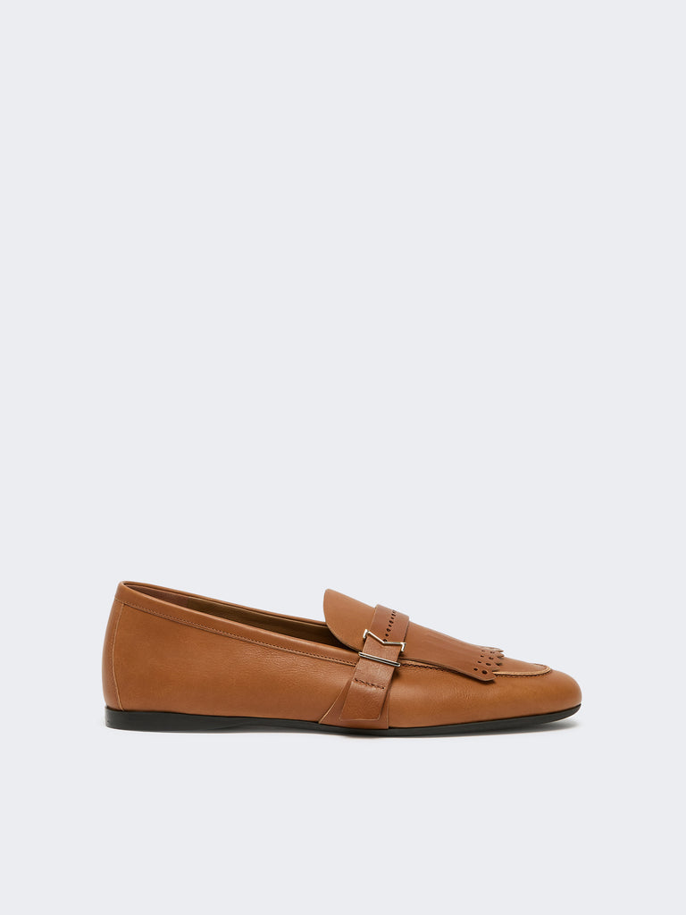 max mara leather loafers with fringe
