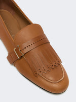 max mara leather loafers with fringe for women