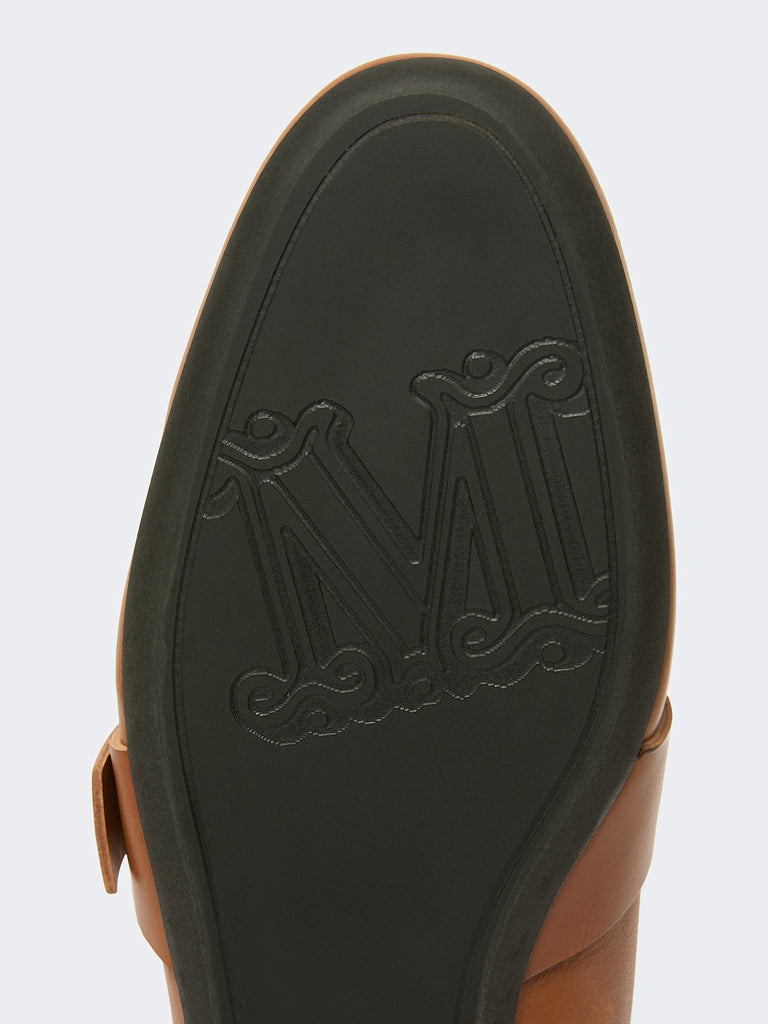max mara leather loafers with fringe