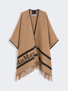 Jacquard Wool Poncho for Women - Camel - Max Mara UAE