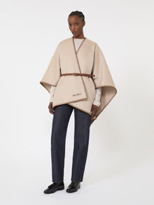 Wool Cape With Belt for Women - Sand - Max Mara UAE