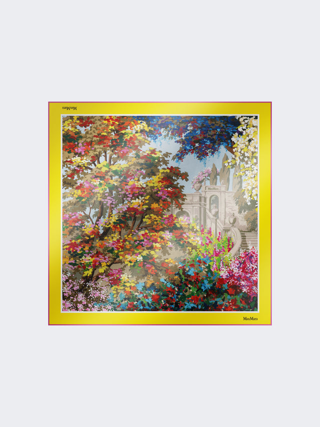 Printed Silk Foulard for Women - Pale Yellow - Max Mara UAE