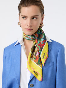 Printed Silk Foulard for Women - Pale Yellow - Max Mara UAE