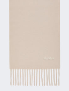 Wool Scarf With Embroidery for Women - Turtledove - Max Mara UAE